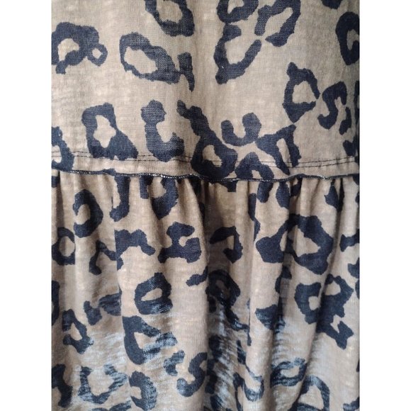 Jodifl Cheetah Print Oversized Knit Top Size S Ruffle Bottom Brown Black Soft - Picture 5 of 6